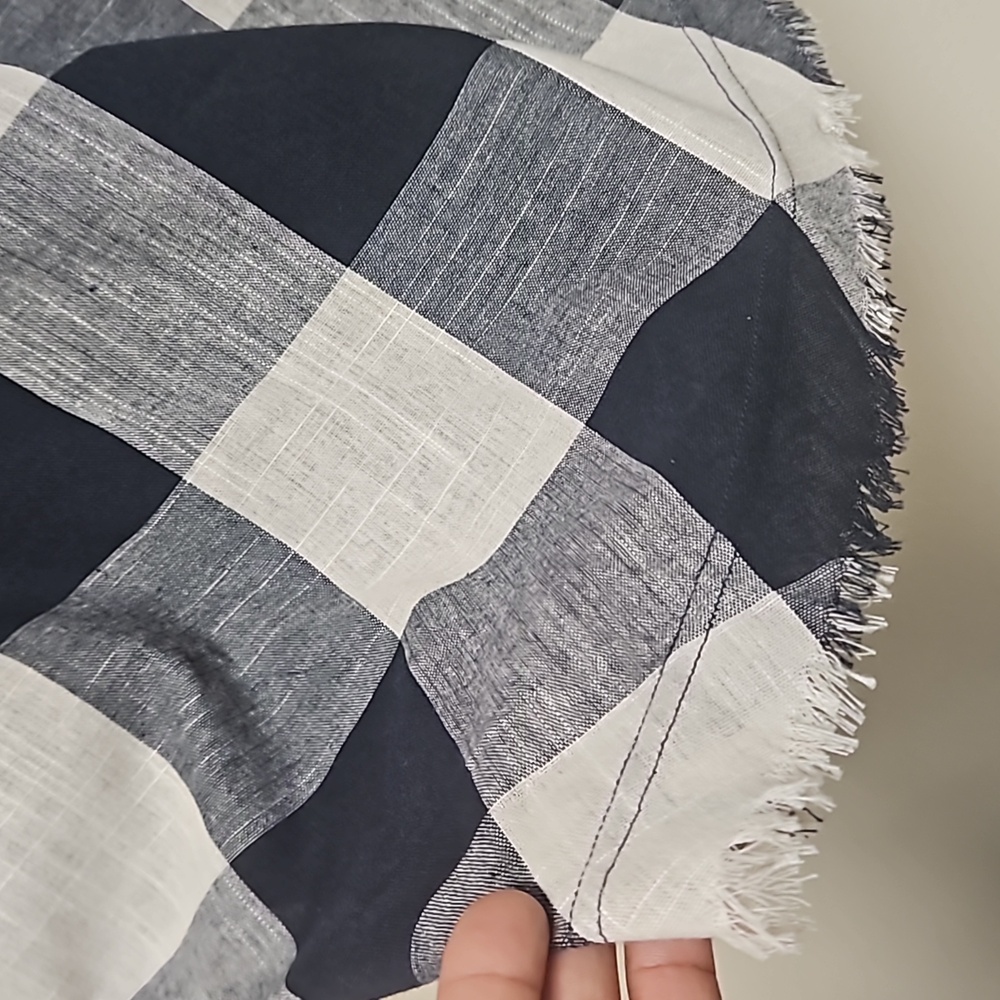 THML Checkered embroidered fringe sleeves dress women's size Medium - Picture 6 of 12